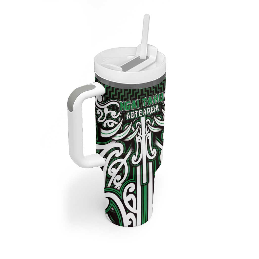 Custom Aotearoa Ngai Tahu Tumbler With Handle Maori Tribal Pattern Mix Poutama LT05 - Polynesian Pride