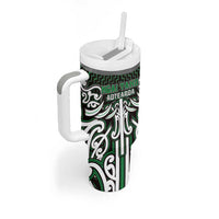 Custom Aotearoa Ngai Tahu Tumbler With Handle Maori Tribal Pattern Mix Poutama LT05 - Polynesian Pride