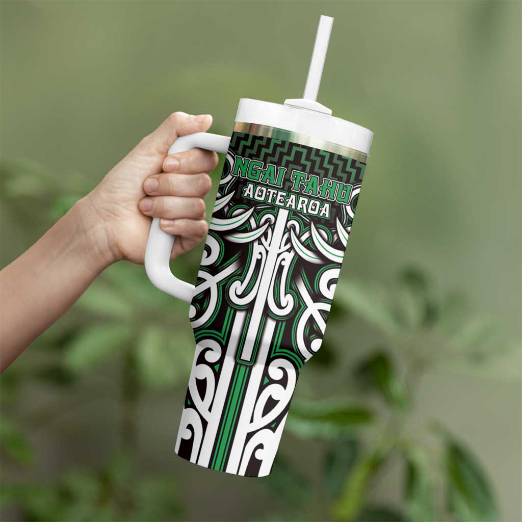 Custom Aotearoa Ngai Tahu Tumbler With Handle Maori Tribal Pattern Mix Poutama LT05 - Polynesian Pride