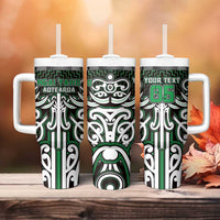 Custom Aotearoa Ngai Tahu Tumbler With Handle Maori Tribal Pattern Mix Poutama LT05 - Polynesian Pride