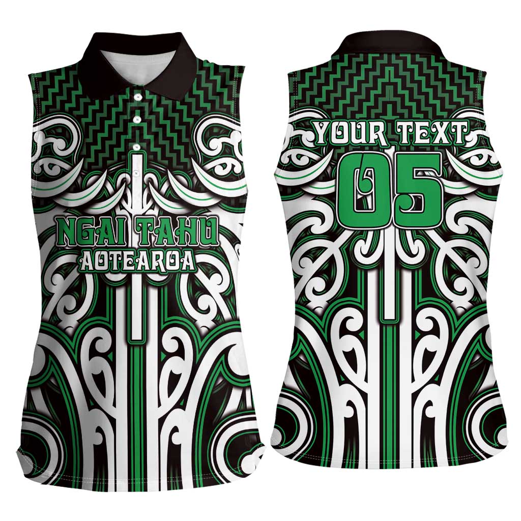 Custom Aotearoa Ngai Tahu Women Sleeveless Polo Shirt Maori Tribal Pattern Mix Poutama LT05 - Polynesian Pride