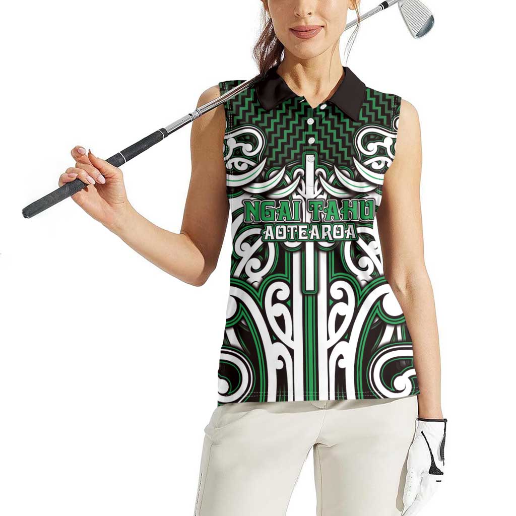 Custom Aotearoa Ngai Tahu Women Sleeveless Polo Shirt Maori Tribal Pattern Mix Poutama LT05 - Polynesian Pride