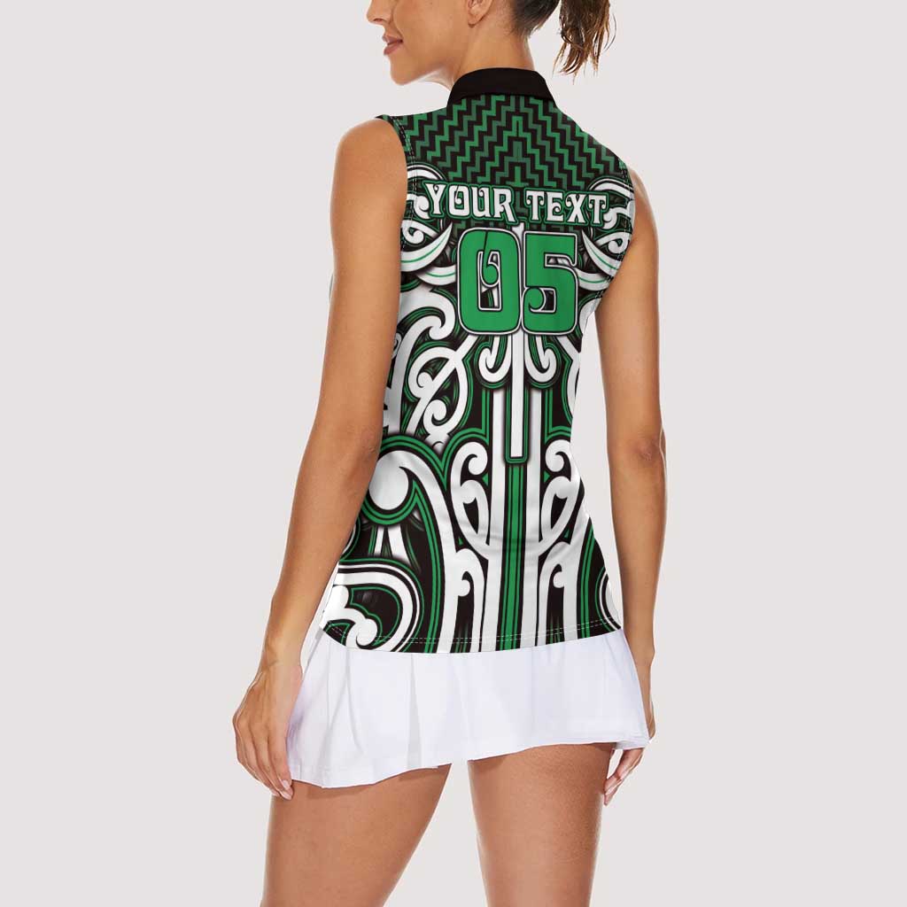 Custom Aotearoa Ngai Tahu Women Sleeveless Polo Shirt Maori Tribal Pattern Mix Poutama LT05 - Polynesian Pride
