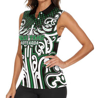 Custom Aotearoa Ngai Tahu Women Sleeveless Polo Shirt Maori Tribal Pattern Mix Poutama LT05 - Polynesian Pride
