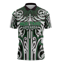 Custom Aotearoa Ngai Tahu Zipper Polo Shirt Maori Tribal Pattern Mix Poutama