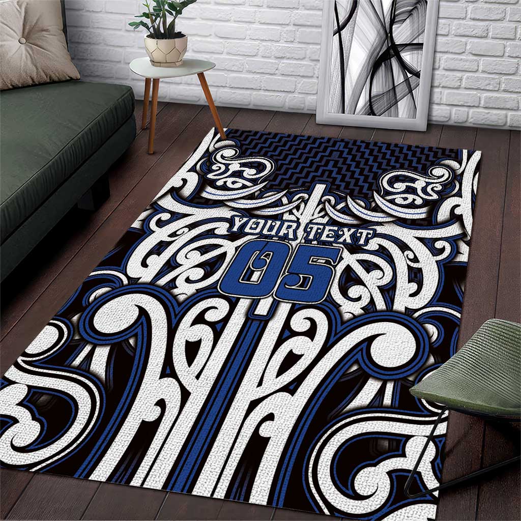 Custom Aotearoa Ngati Tuwharetoa Area Rug Maori Tribal Pattern Mix Poutama LT05 Navy - Polynesian Pride