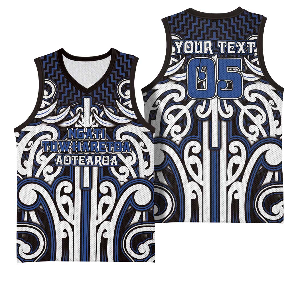 Custom Aotearoa Ngati Tuwharetoa Basketball Jersey Maori Tribal Pattern Mix Poutama