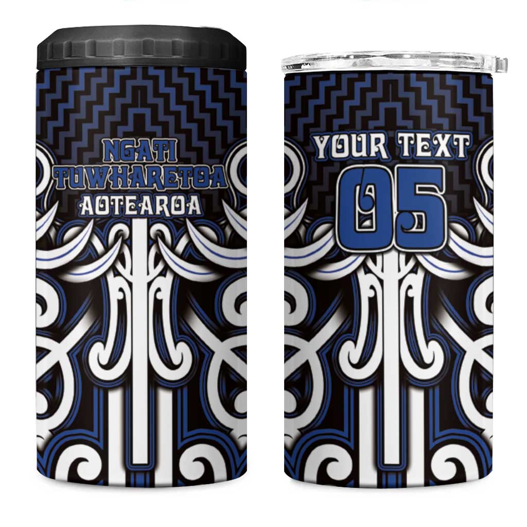 Custom Aotearoa Ngati Tuwharetoa 4 in 1 Can Cooler Tumbler Maori Tribal Pattern Mix Poutama