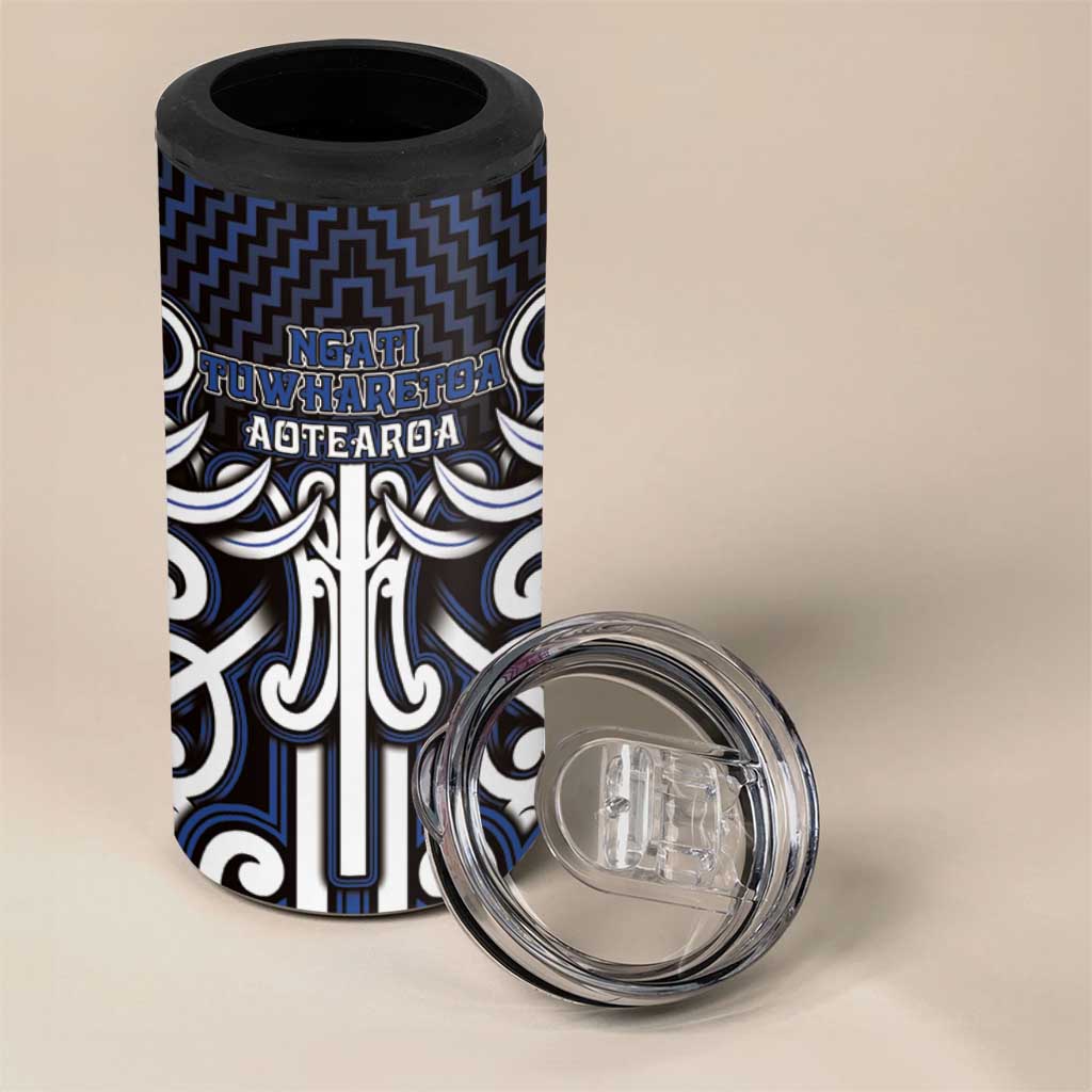 Custom Aotearoa Ngati Tuwharetoa 4 in 1 Can Cooler Tumbler Maori Tribal Pattern Mix Poutama