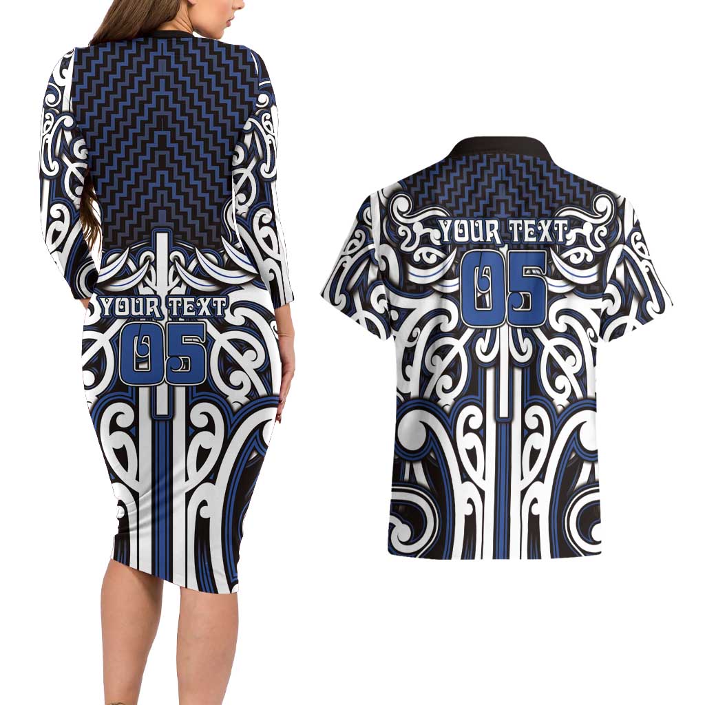 Custom Aotearoa Ngati Tuwharetoa Couples Matching Long Sleeve Bodycon Dress and Hawaiian Shirt Maori Tribal Pattern Mix Poutama