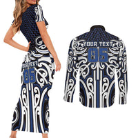 Custom Aotearoa Ngati Tuwharetoa Couples Matching Short Sleeve Bodycon Dress and Long Sleeve Button Shirt Maori Tribal Pattern Mix Poutama