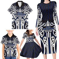 Custom Aotearoa Ngati Tuwharetoa Family Matching Long Sleeve Bodycon Dress and Hawaiian Shirt Maori Tribal Pattern Mix Poutama
