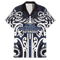 Custom Aotearoa Ngati Tuwharetoa Family Matching Off Shoulder Short Dress and Hawaiian Shirt Maori Tribal Pattern Mix Poutama