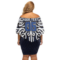 Custom Aotearoa Ngati Tuwharetoa Family Matching Off Shoulder Short Dress and Hawaiian Shirt Maori Tribal Pattern Mix Poutama