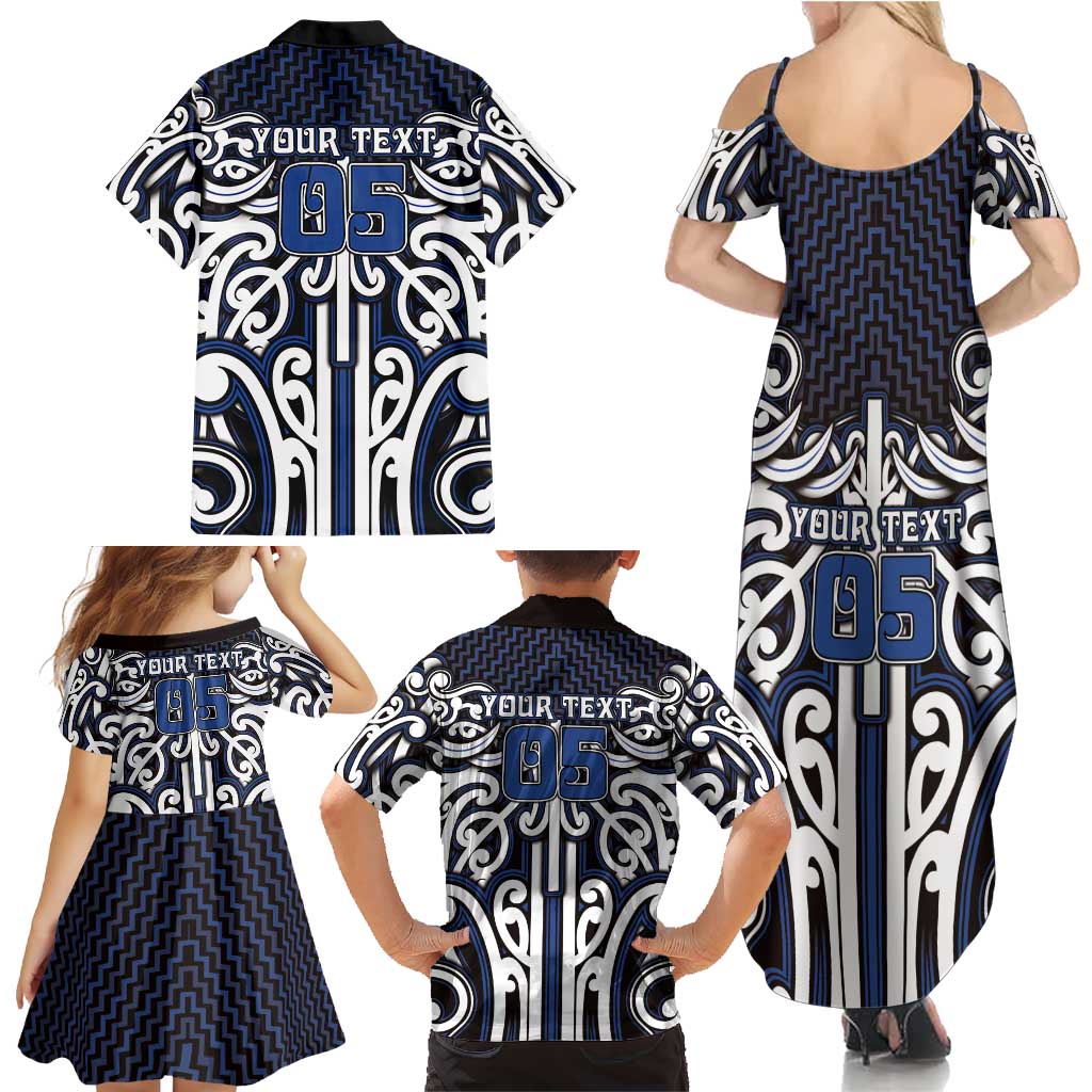 Custom Aotearoa Ngati Tuwharetoa Family Matching Summer Maxi Dress and Hawaiian Shirt Maori Tribal Pattern Mix Poutama