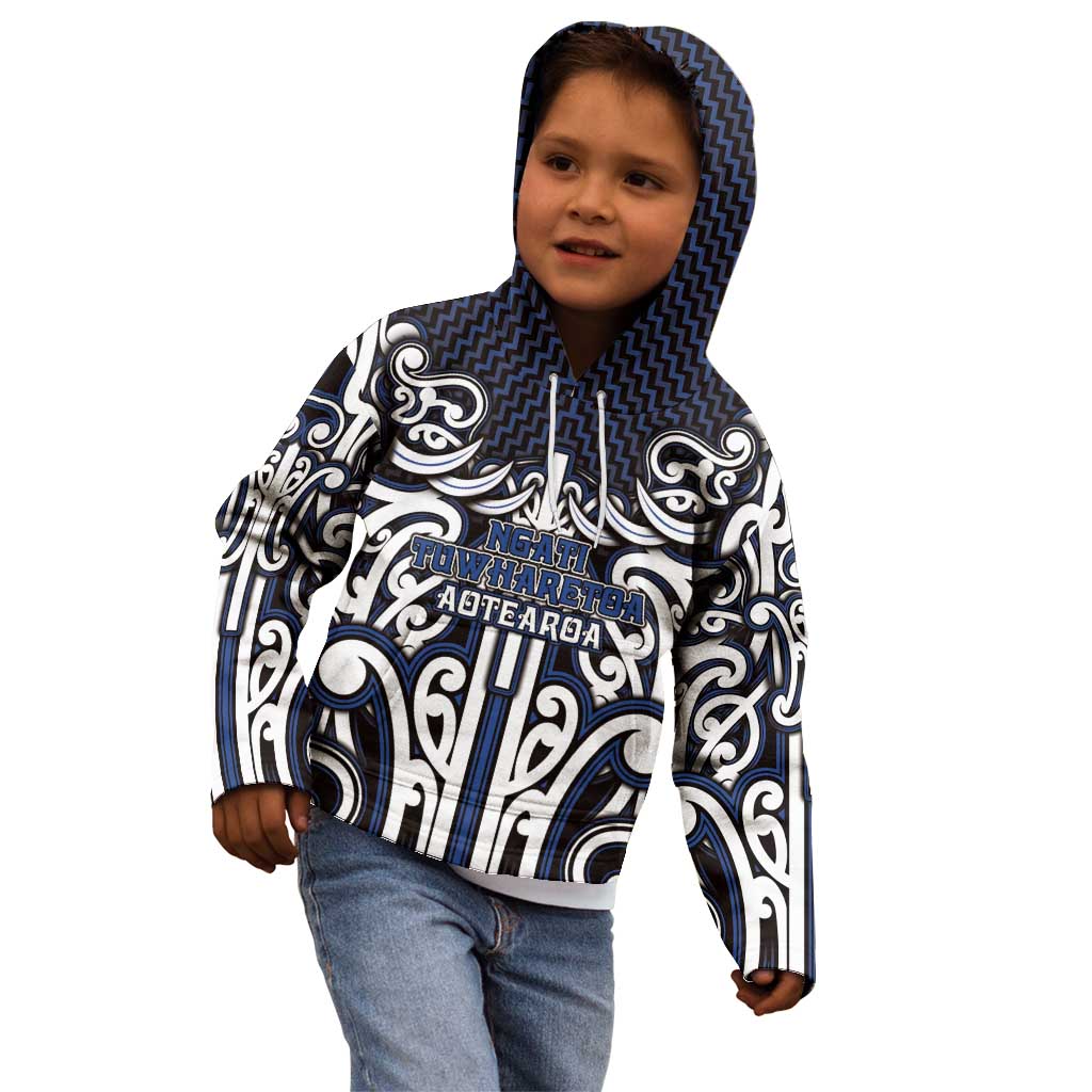 Custom Aotearoa Ngati Tuwharetoa Kid Hoodie Maori Tribal Pattern Mix Poutama