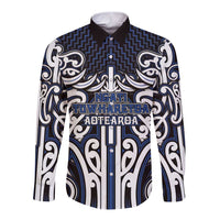 Custom Aotearoa Ngati Tuwharetoa Long Sleeve Button Shirt Maori Tribal Pattern Mix Poutama