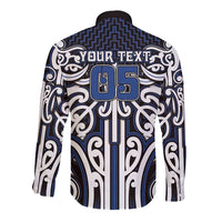 Custom Aotearoa Ngati Tuwharetoa Long Sleeve Button Shirt Maori Tribal Pattern Mix Poutama