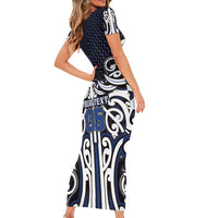 Custom Aotearoa Ngati Tuwharetoa Short Sleeve Bodycon Dress Maori Tribal Pattern Mix Poutama