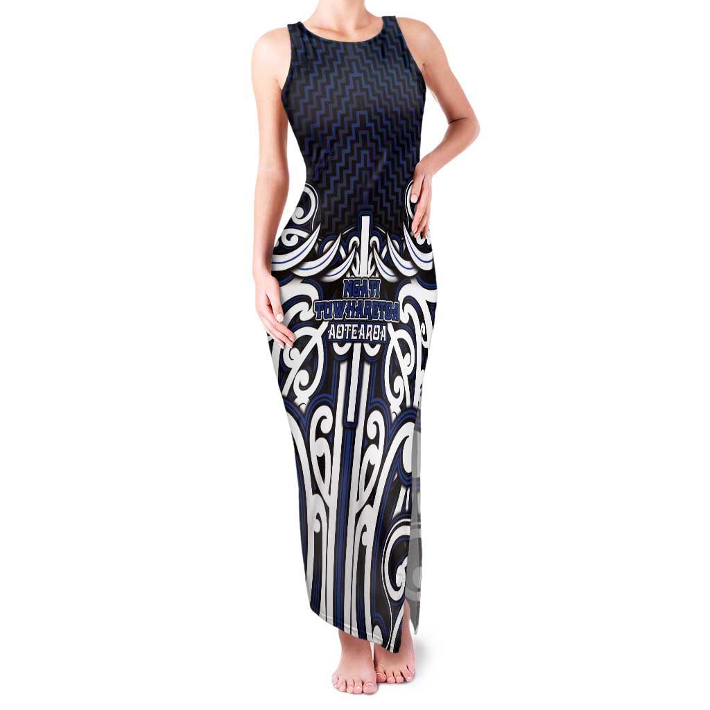 Custom Aotearoa Ngati Tuwharetoa Tank Maxi Dress Maori Tribal Pattern Mix Poutama