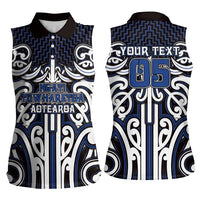 Custom Aotearoa Ngati Tuwharetoa Women Sleeveless Polo Shirt Maori Tribal Pattern Mix Poutama
