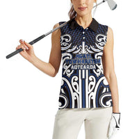 Custom Aotearoa Ngati Tuwharetoa Women Sleeveless Polo Shirt Maori Tribal Pattern Mix Poutama
