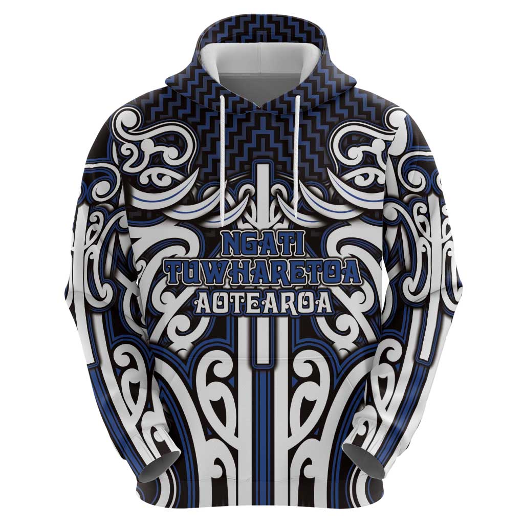 Custom Aotearoa Ngati Tuwharetoa Zip Hoodie Maori Tribal Pattern Mix Poutama
