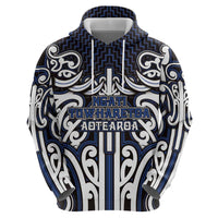 Custom Aotearoa Ngati Tuwharetoa Zip Hoodie Maori Tribal Pattern Mix Poutama