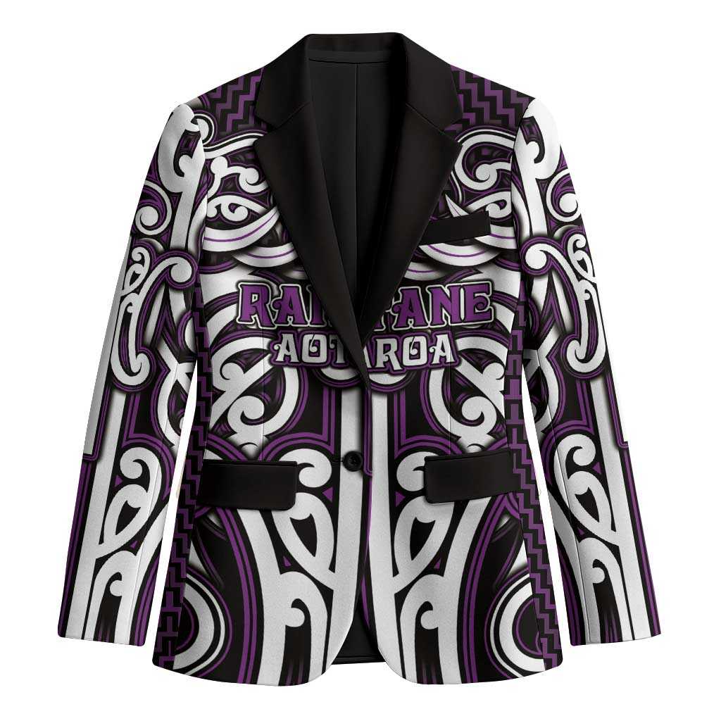 Custom Aotearoa Rangitane Blazer Maori Tribal Pattern Mix Poutama LT05 Unisex Purple - Polynesian Pride