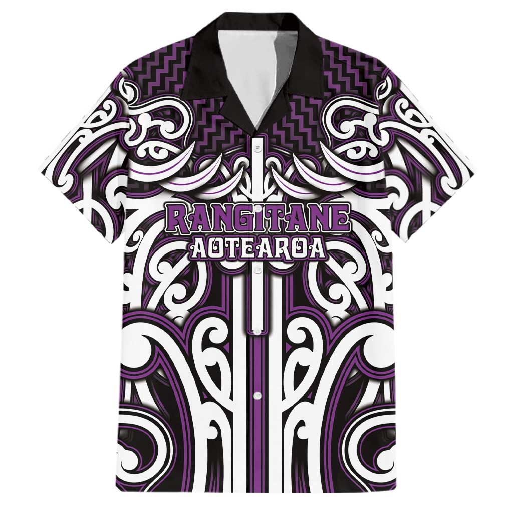 Custom Aotearoa Rangitane Family Matching Long Sleeve Bodycon Dress and Hawaiian Shirt Maori Tribal Pattern Mix Poutama LT05 Dad's Shirt - Short Sleeve Purple - Polynesian Pride