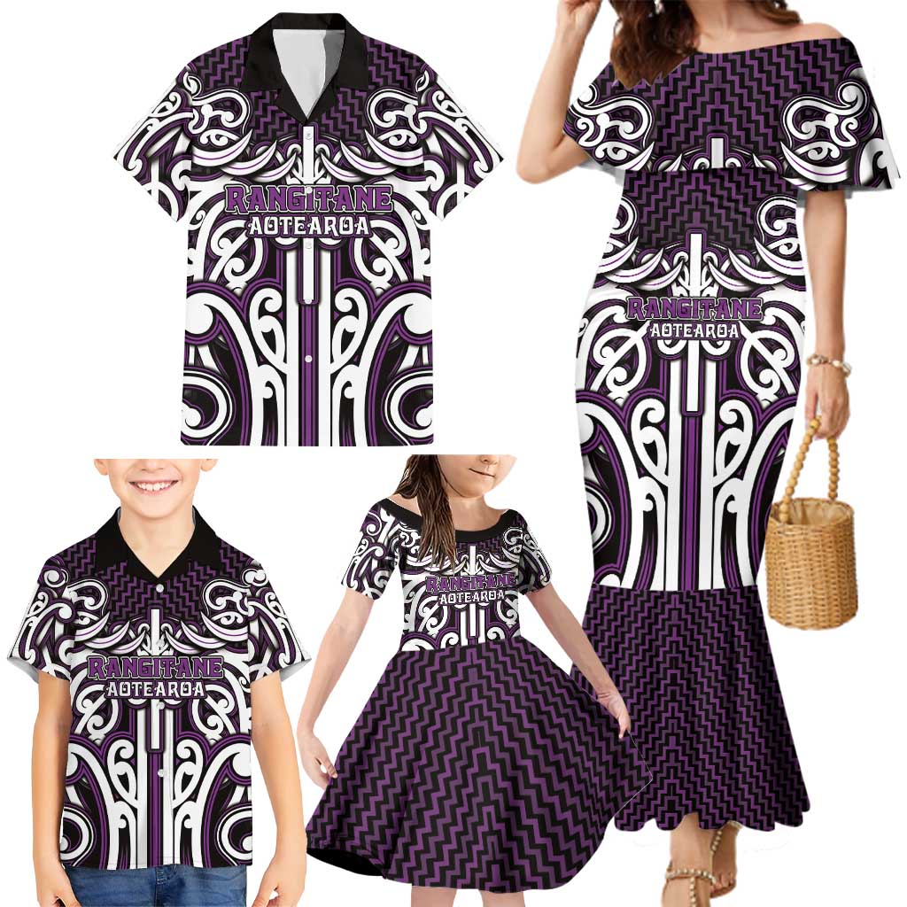 Custom Aotearoa Rangitane Family Matching Mermaid Dress and Hawaiian Shirt Maori Tribal Pattern Mix Poutama LT05 - Polynesian Pride