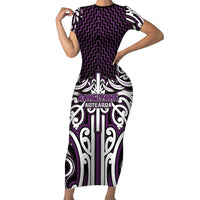 Custom Aotearoa Rangitane Family Matching Short Sleeve Bodycon Dress and Hawaiian Shirt Maori Tribal Pattern Mix Poutama
