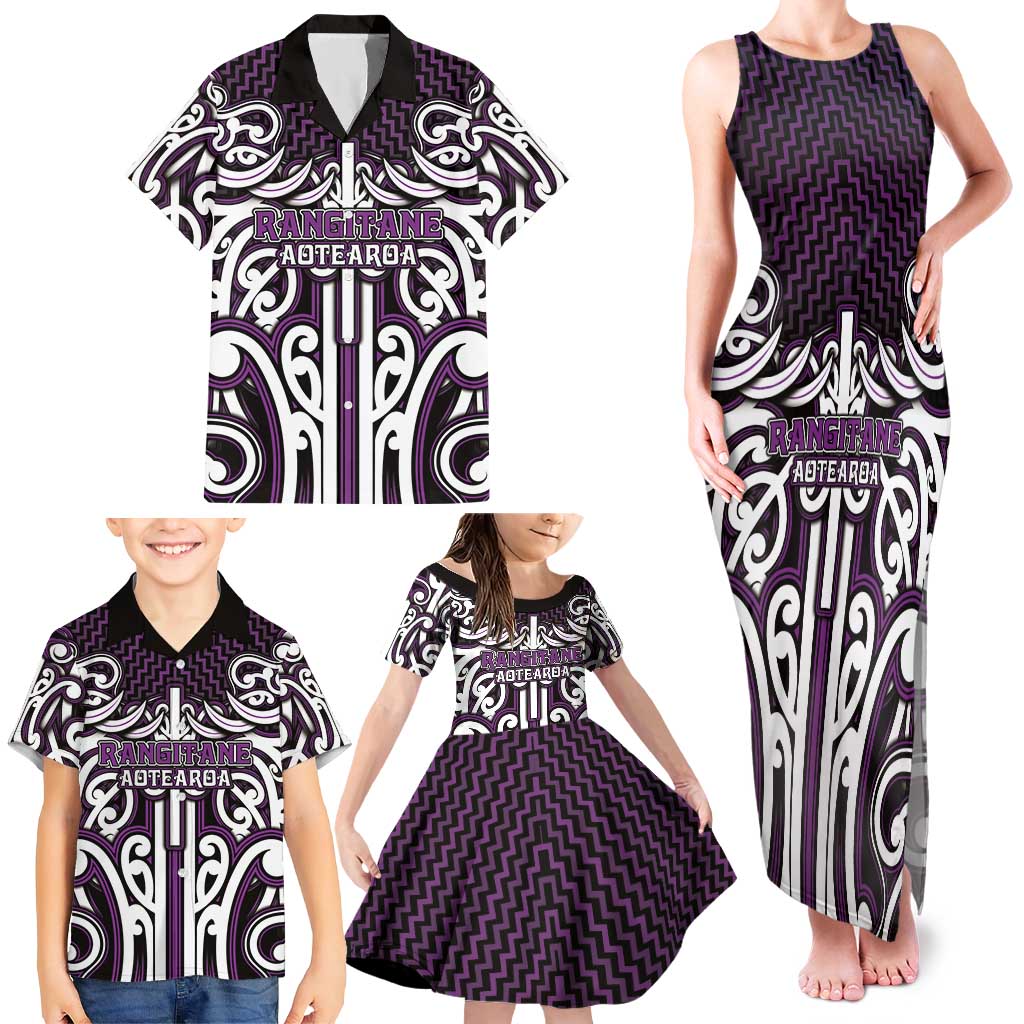 Custom Aotearoa Rangitane Family Matching Tank Maxi Dress and Hawaiian Shirt Maori Tribal Pattern Mix Poutama LT05 - Polynesian Pride