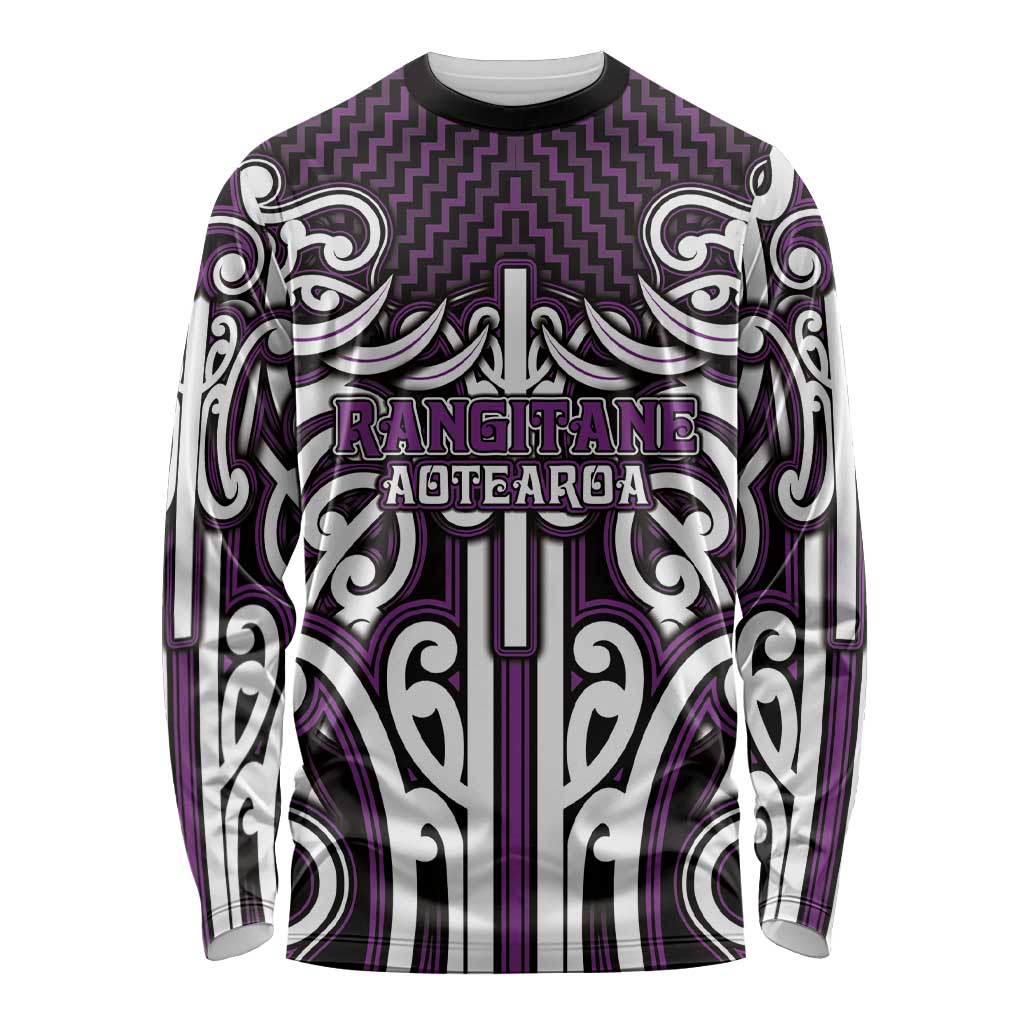 Custom Aotearoa Rangitane Long Sleeve Shirt Maori Tribal Pattern Mix Poutama