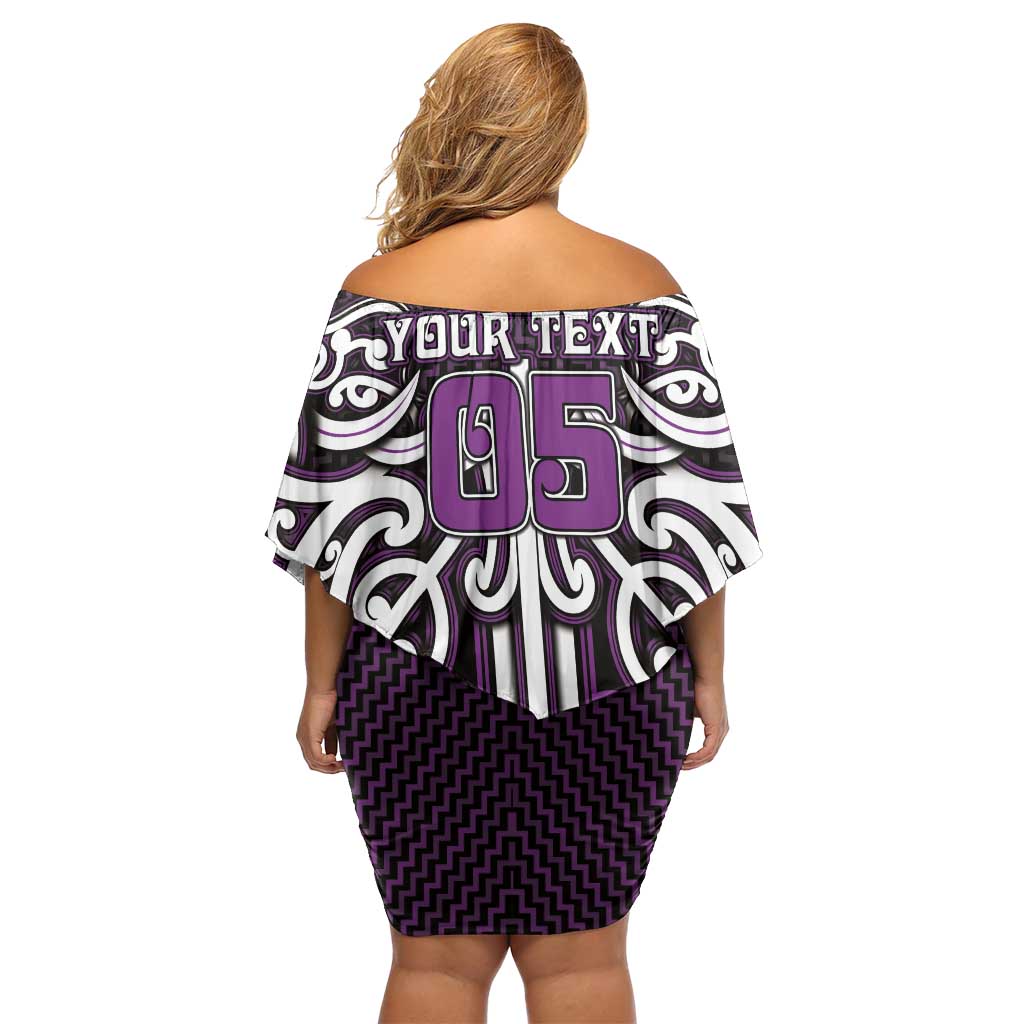 Custom Aotearoa Rangitane Off Shoulder Short Dress Maori Tribal Pattern Mix Poutama