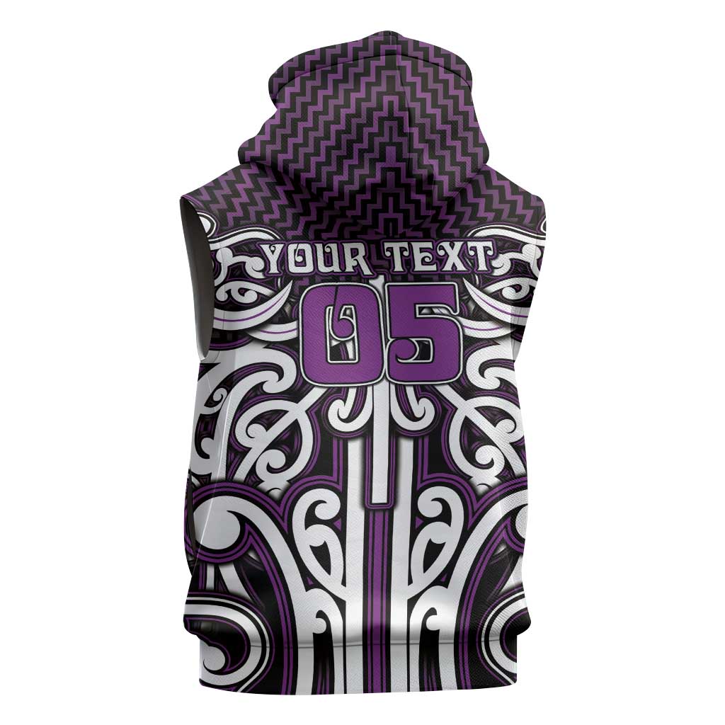 Custom Aotearoa Rangitane Sleeveless Zip Hoodie Maori Tribal Pattern Mix Poutama LT05 - Polynesian Pride