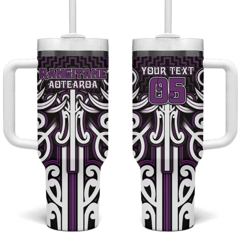 Custom Aotearoa Rangitane Tumbler With Handle Maori Tribal Pattern Mix Poutama
