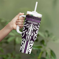 Custom Aotearoa Rangitane Tumbler With Handle Maori Tribal Pattern Mix Poutama