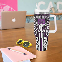 Custom Aotearoa Rangitane Tumbler With Handle Maori Tribal Pattern Mix Poutama