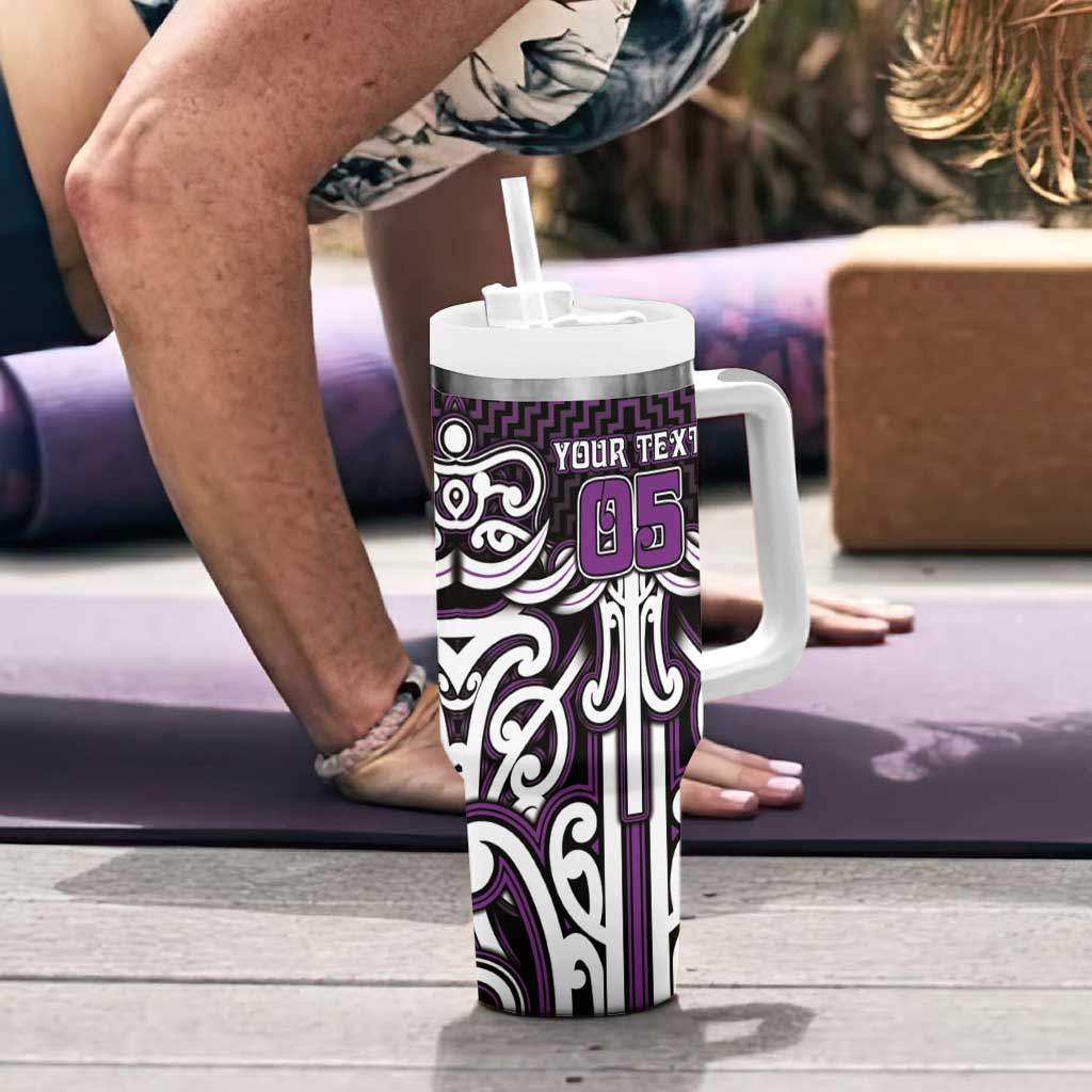Custom Aotearoa Rangitane Tumbler With Handle Maori Tribal Pattern Mix Poutama