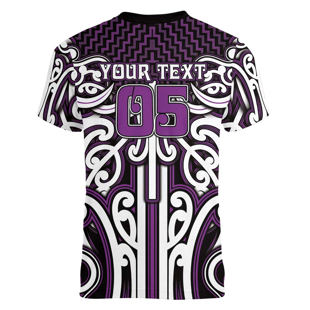 Custom Aotearoa Rangitane Women V-Neck T-Shirt Maori Tribal Pattern Mix Poutama LT05 - Polynesian Pride