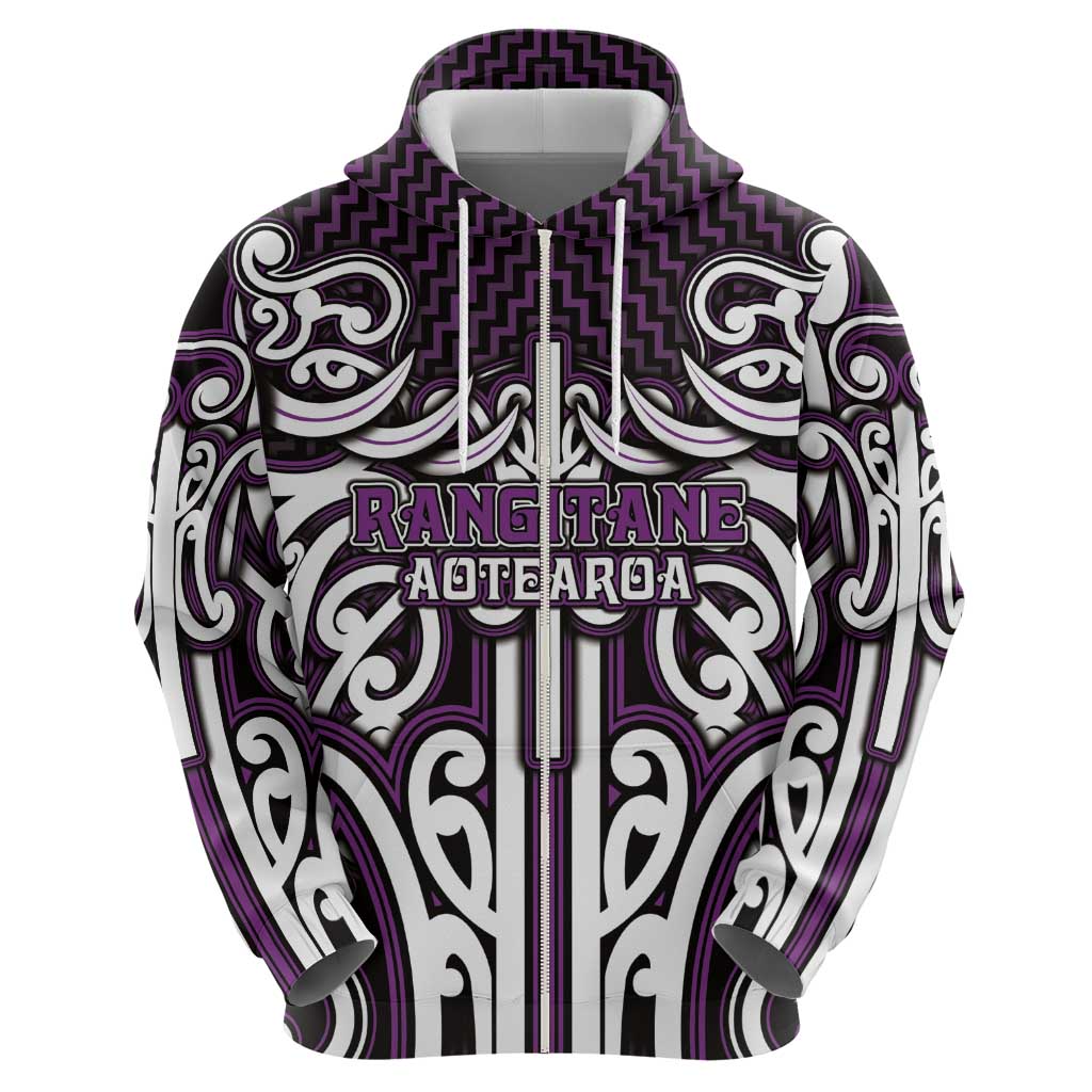 Custom Aotearoa Rangitane Zip Hoodie Maori Tribal Pattern Mix Poutama LT05 - Polynesian Pride