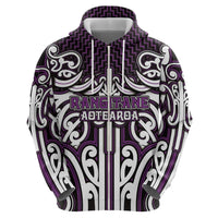 Custom Aotearoa Rangitane Zip Hoodie Maori Tribal Pattern Mix Poutama LT05 - Polynesian Pride