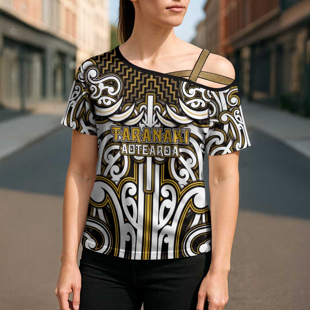 Custom Aotearoa Taranaki Cross Shoulder Shirt Maori Tribal Pattern Mix Poutama LT05 - Polynesian Pride