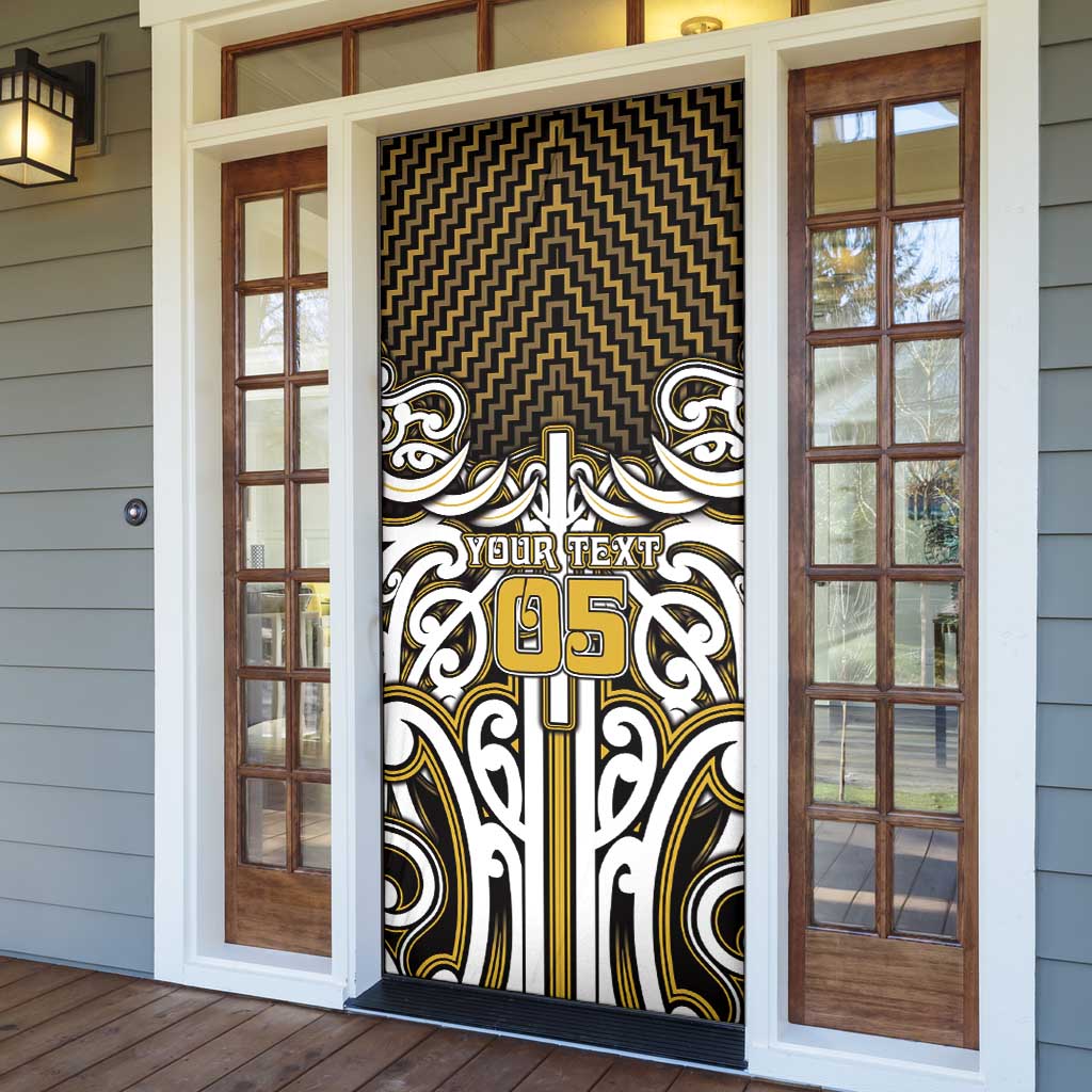 Custom Aotearoa Taranaki Door Cover Maori Tribal Pattern Mix Poutama LT05 - Polynesian Pride