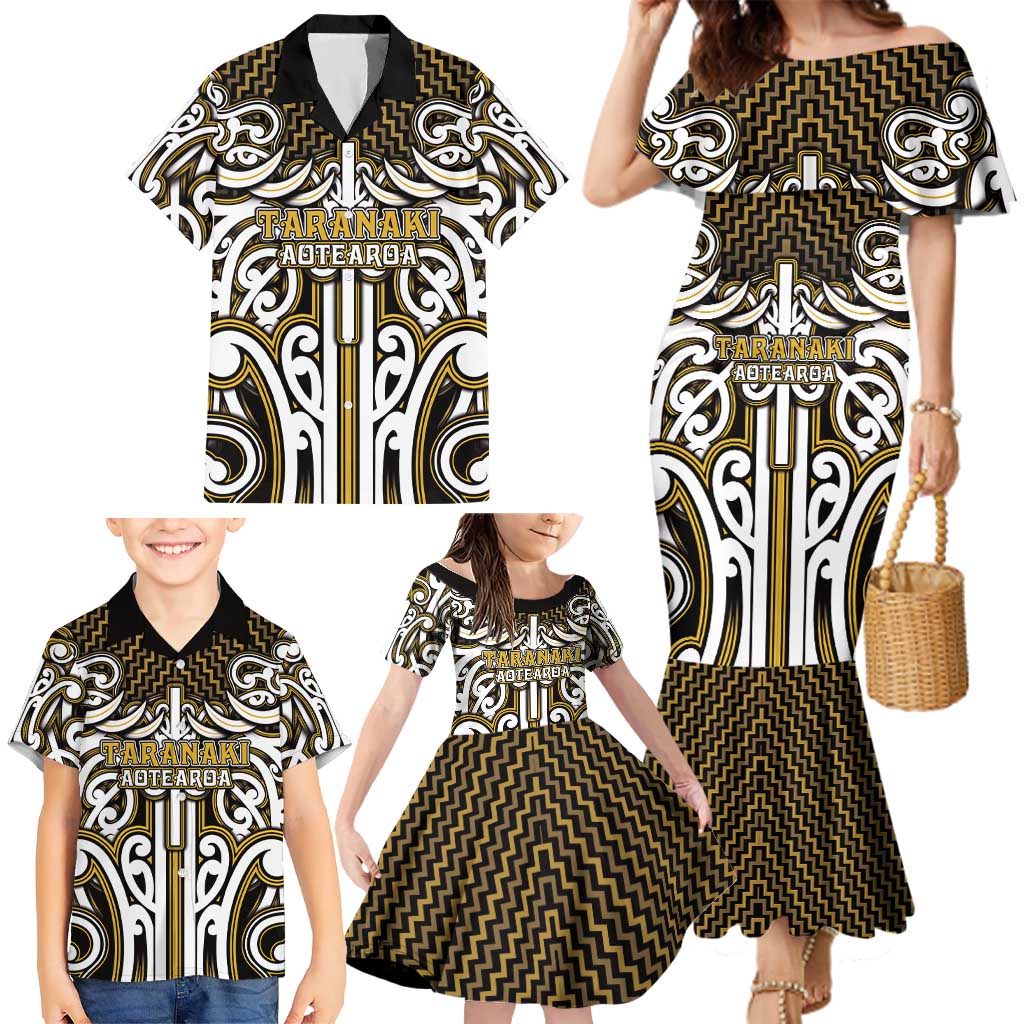 Custom Aotearoa Taranaki Family Matching Mermaid Dress and Hawaiian Shirt Maori Tribal Pattern Mix Poutama