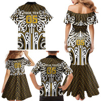 Custom Aotearoa Taranaki Family Matching Mermaid Dress and Hawaiian Shirt Maori Tribal Pattern Mix Poutama
