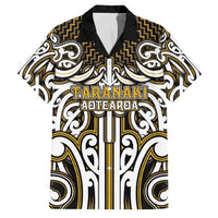 Custom Aotearoa Taranaki Family Matching Puletasi and Hawaiian Shirt Maori Tribal Pattern Mix Poutama LT05 Dad's Shirt - Short Sleeve Yellow - Polynesian Pride