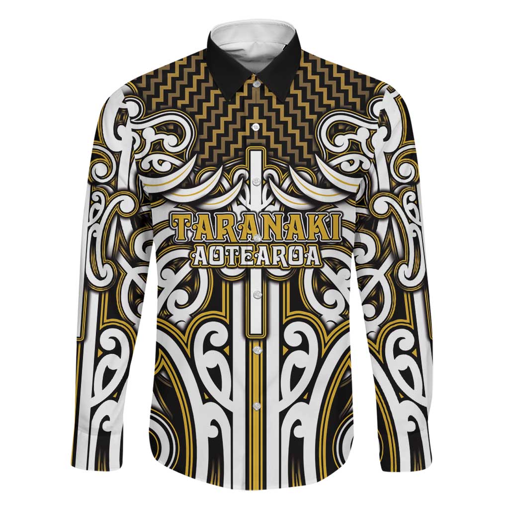 Custom Aotearoa Taranaki Family Matching Puletasi and Hawaiian Shirt Maori Tribal Pattern Mix Poutama LT05 Dad's Shirt - Long Sleeve Yellow - Polynesian Pride