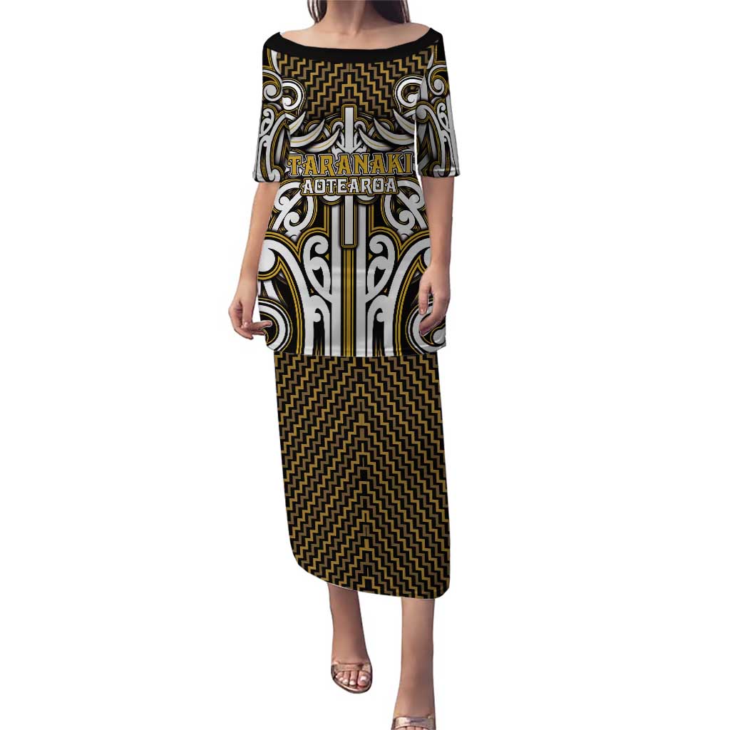 Custom Aotearoa Taranaki Family Matching Puletasi and Hawaiian Shirt Maori Tribal Pattern Mix Poutama LT05 Mom's Dress Yellow - Polynesian Pride
